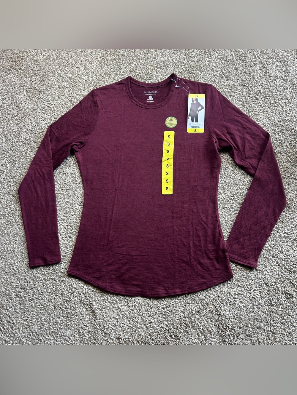 Segments Women's Small Burgundy Long Sleeve Performance Top NWT Stretch Active